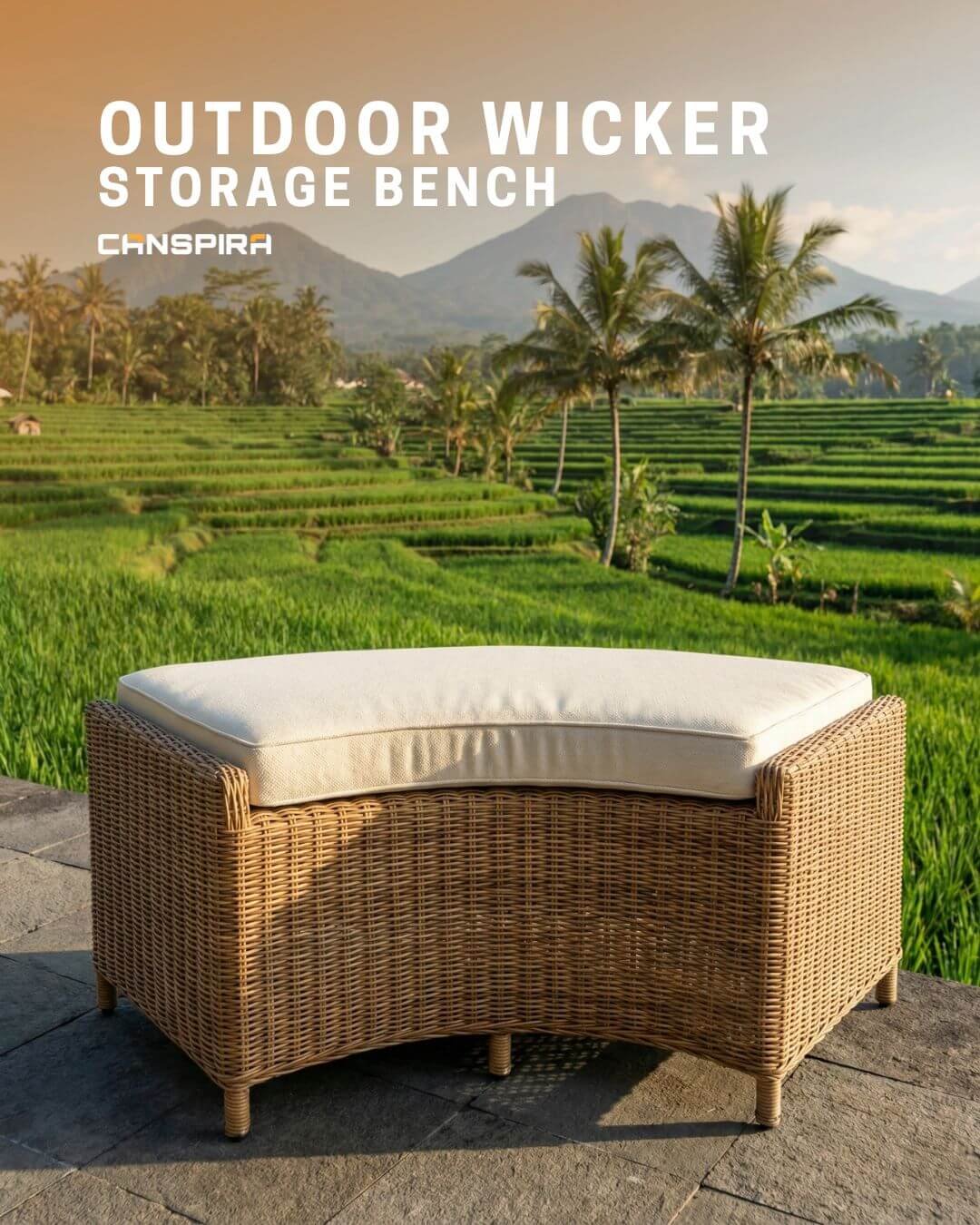outdoor wicker storage bench