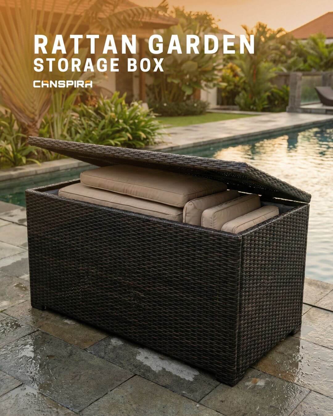 rattan garden storage box