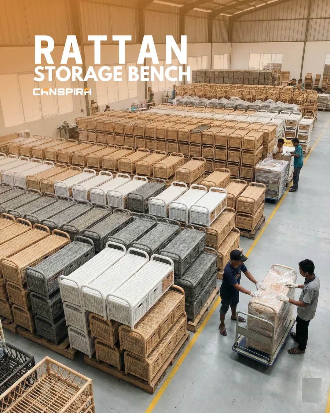 rattan storage bench