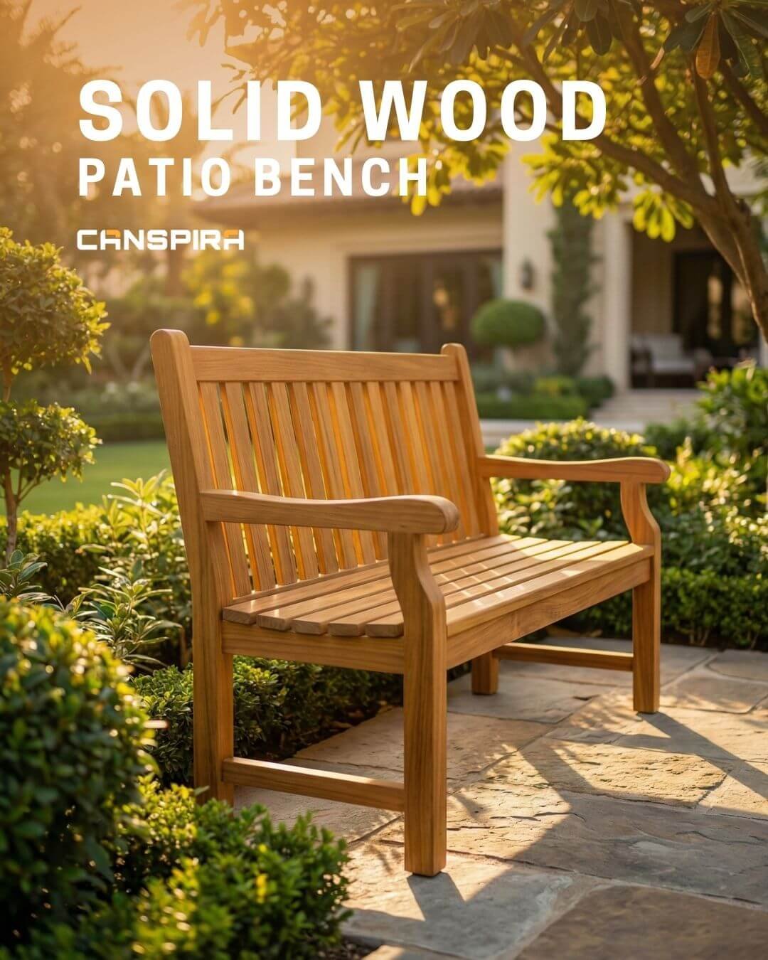 solid wood patio bench