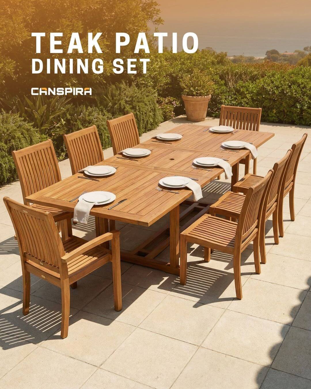 teak patio dining set