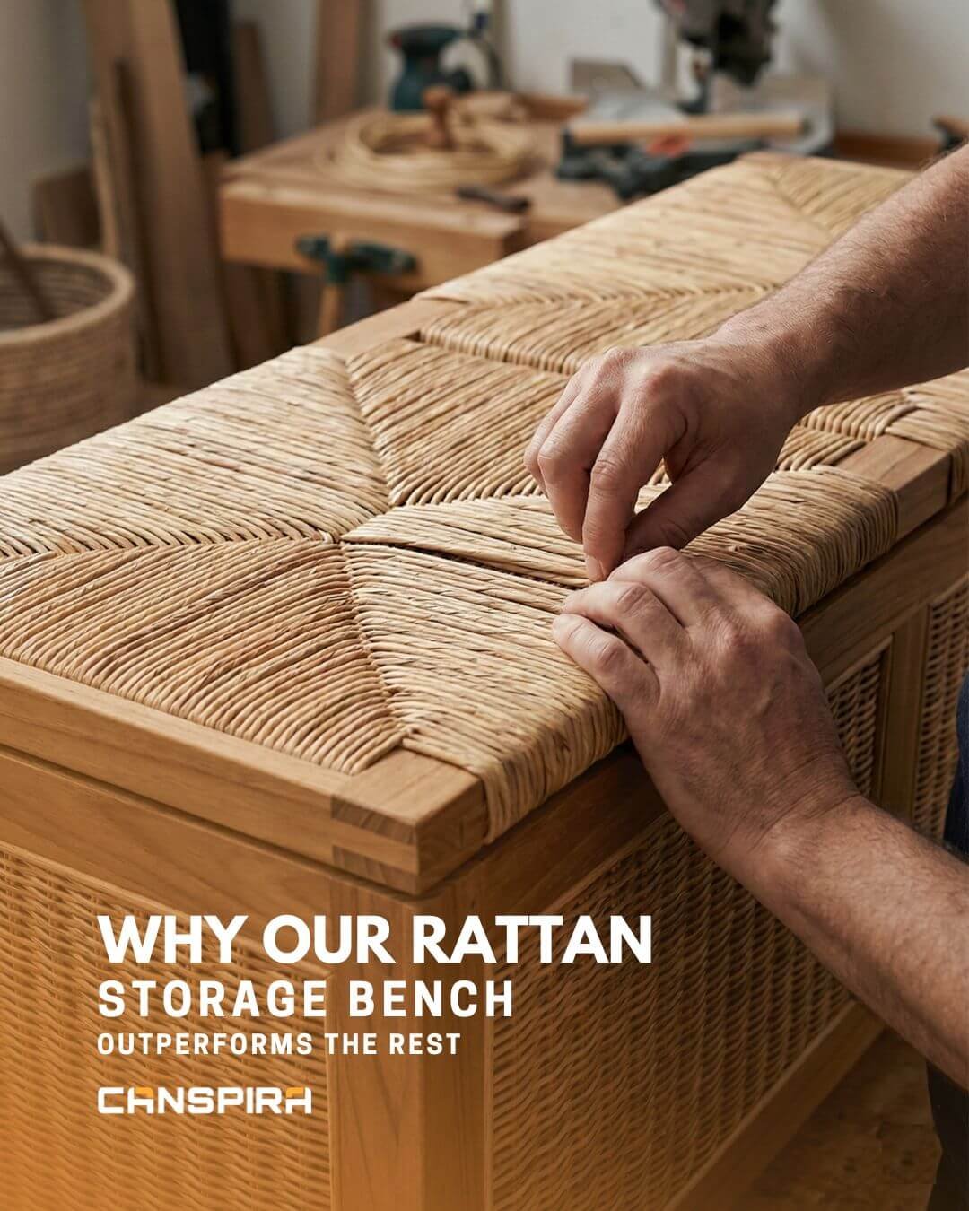 wicker storage bench