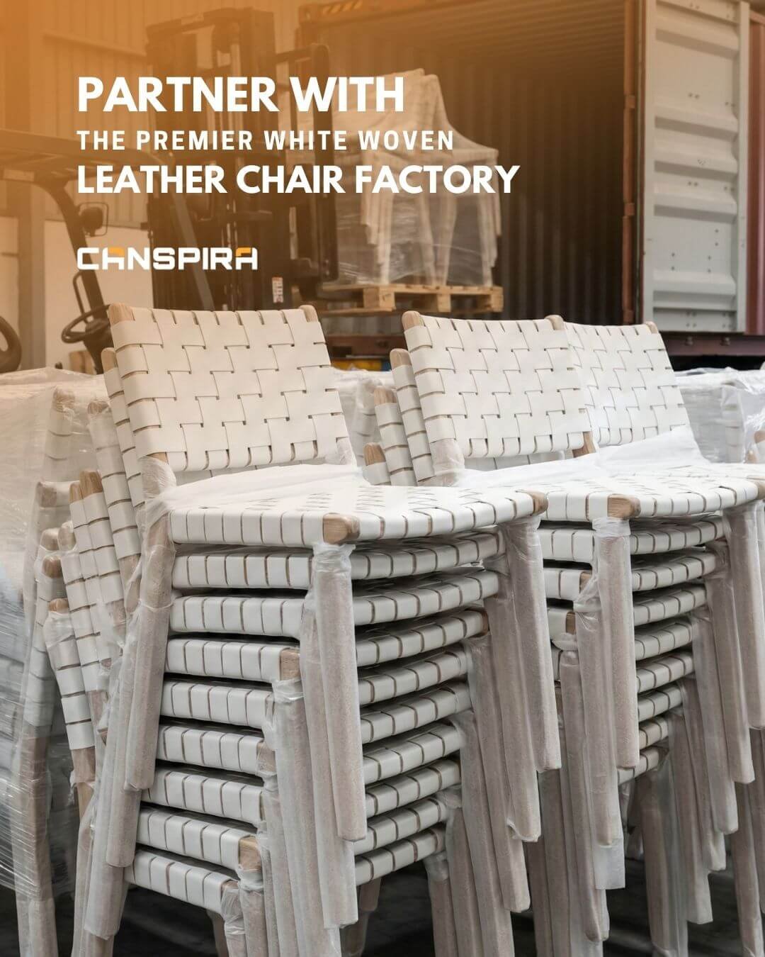 white leather woven chair