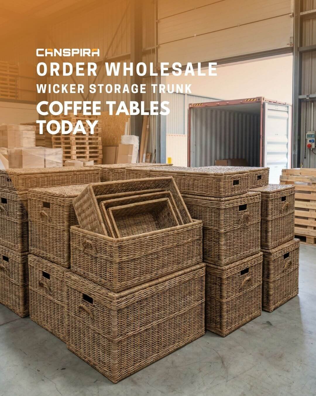 wicker trunk as coffee table
