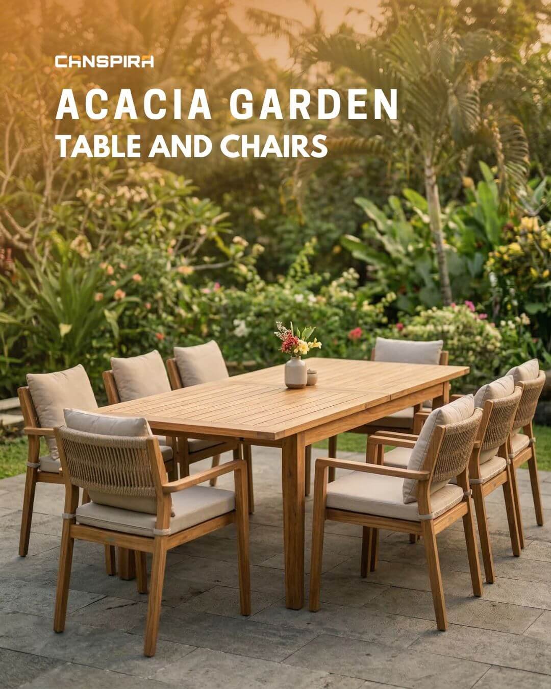 acacia garden table and chairs