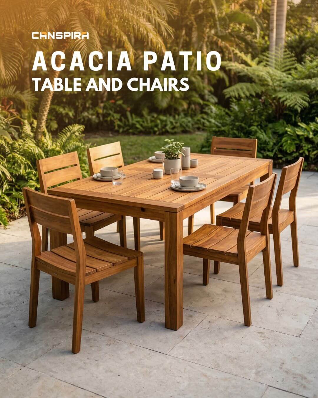 acacia patio table and chairs