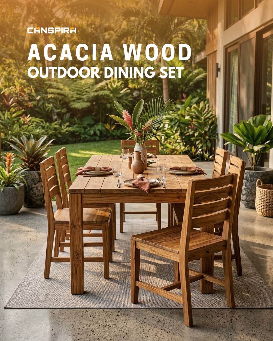 acacia wood outdoor dining set