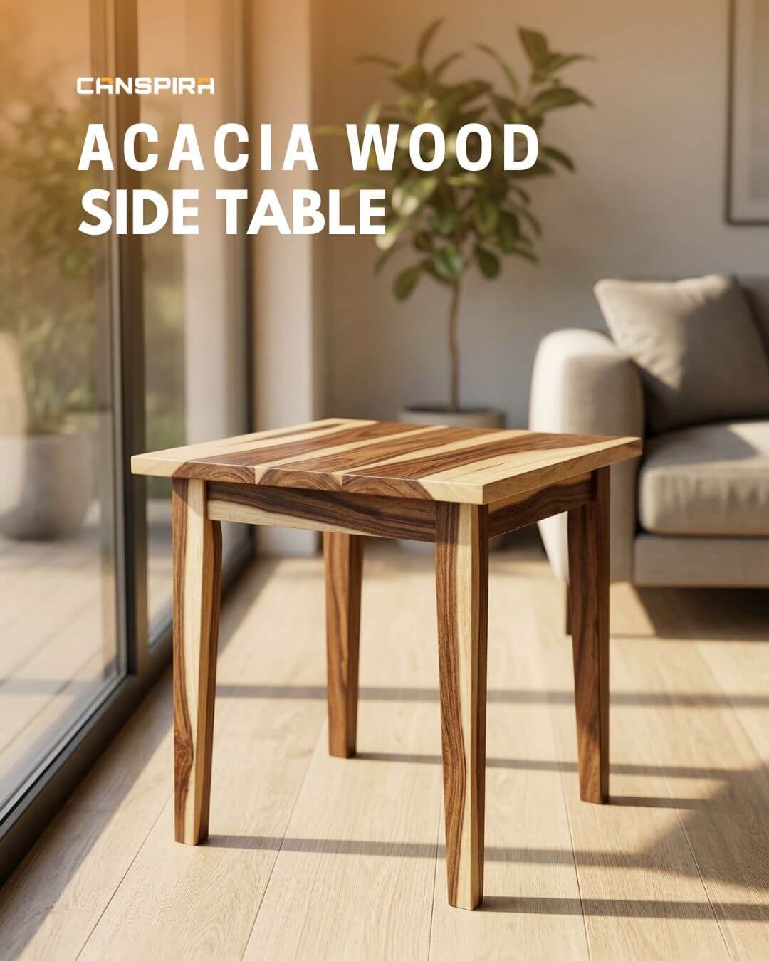 acacia wood side table