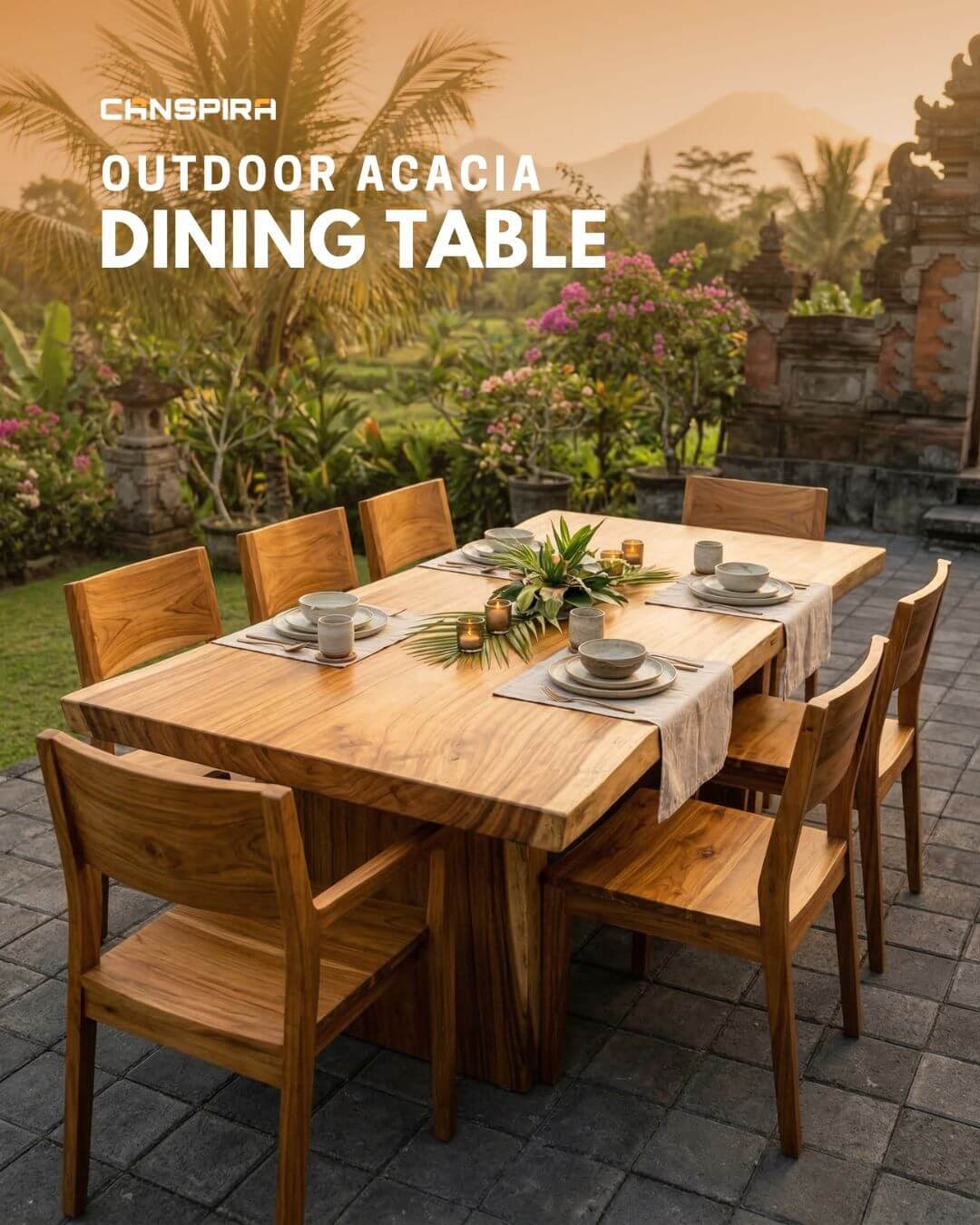 outdoor acacia dining table, acacia