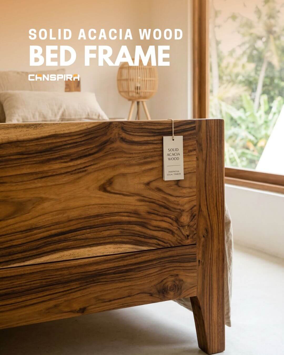 solid acacia wood bed frame