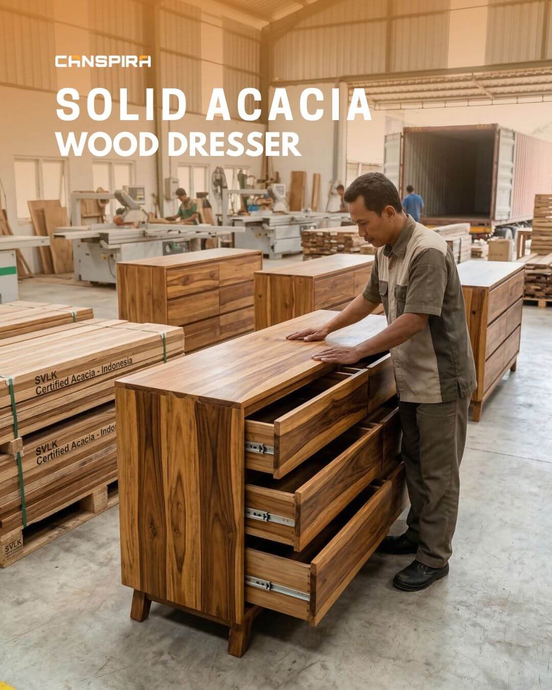 solid acacia wood dresser