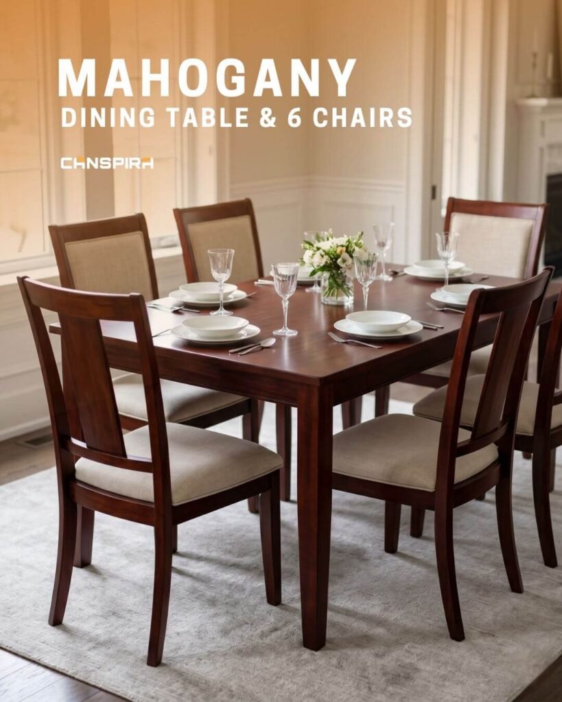 mahogany dining table and 6 chairs