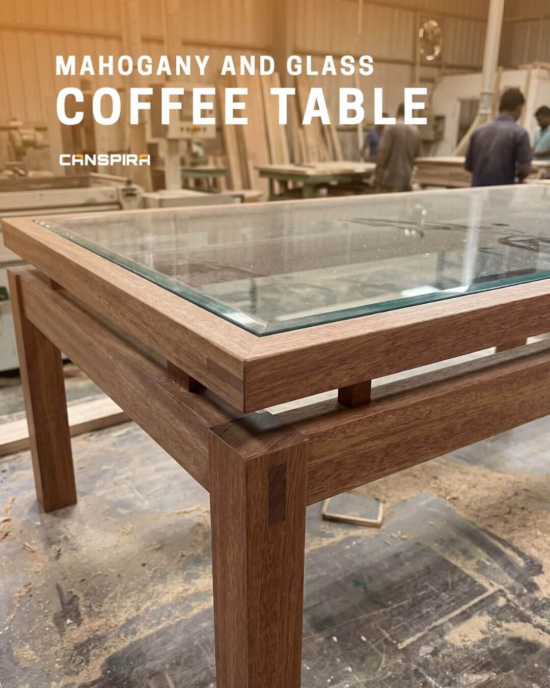 mahogany and glass coffee table