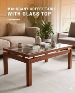 mahogany coffee table with glass top