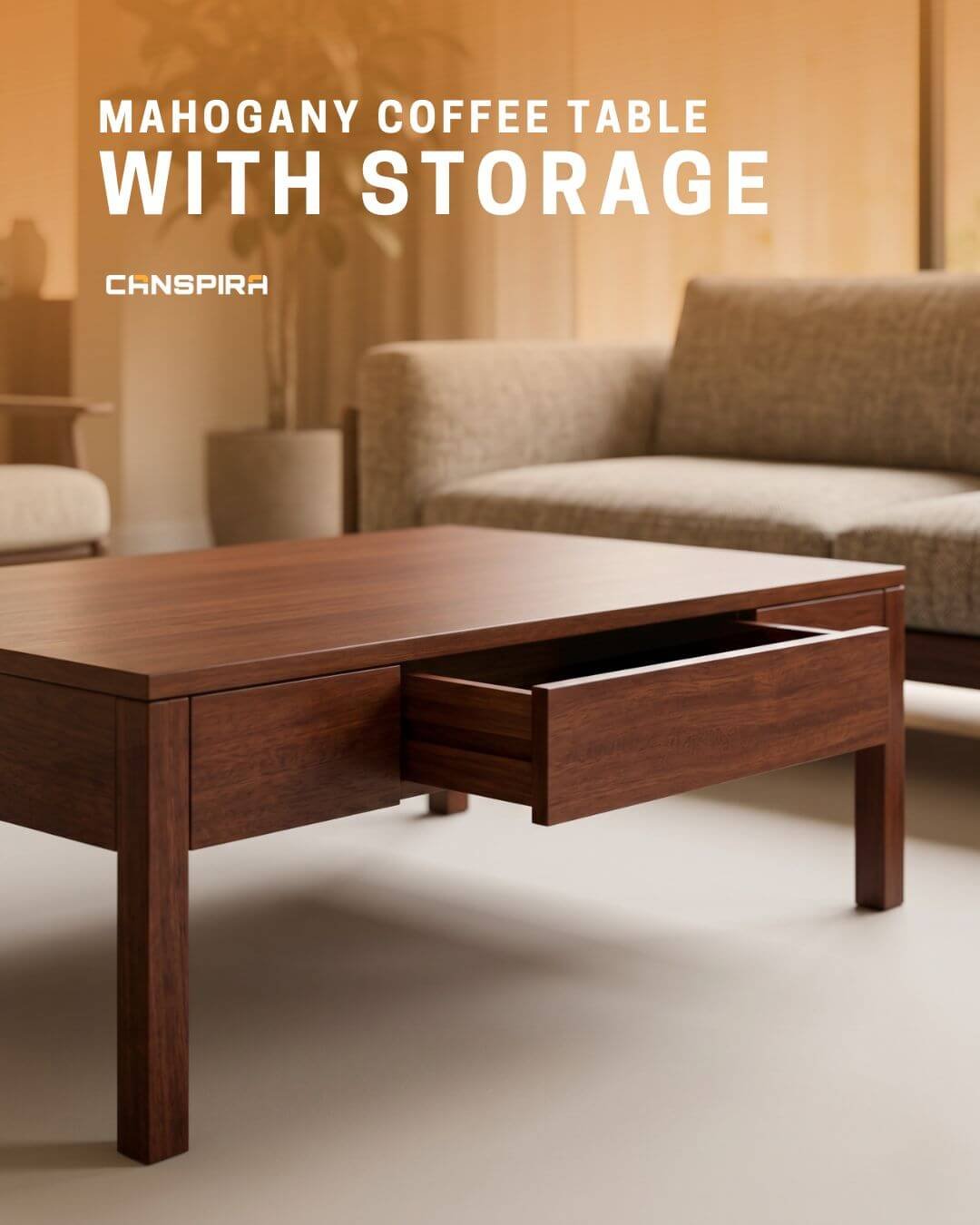 mahogany coffee table with storage