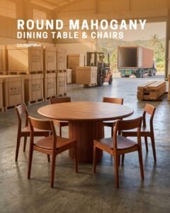round mahogany dining table and chairs