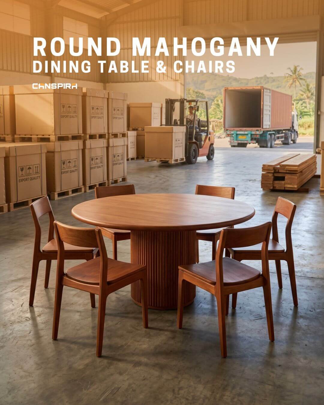 round mahogany dining table and chairs