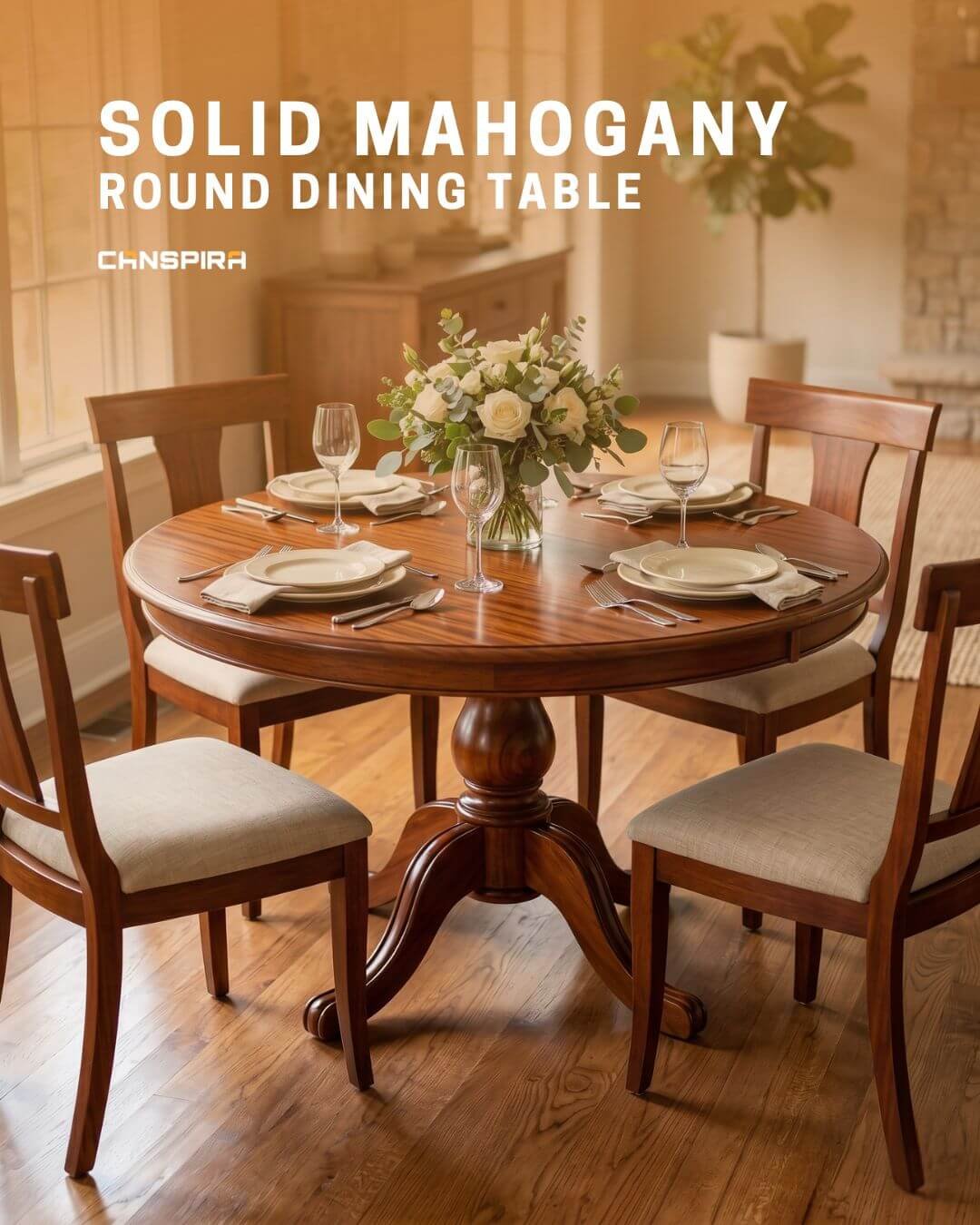 solid mahogany round dining table