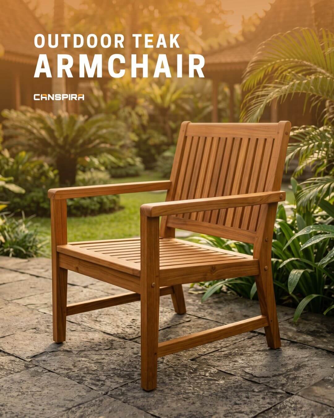 outdoor teak armchair