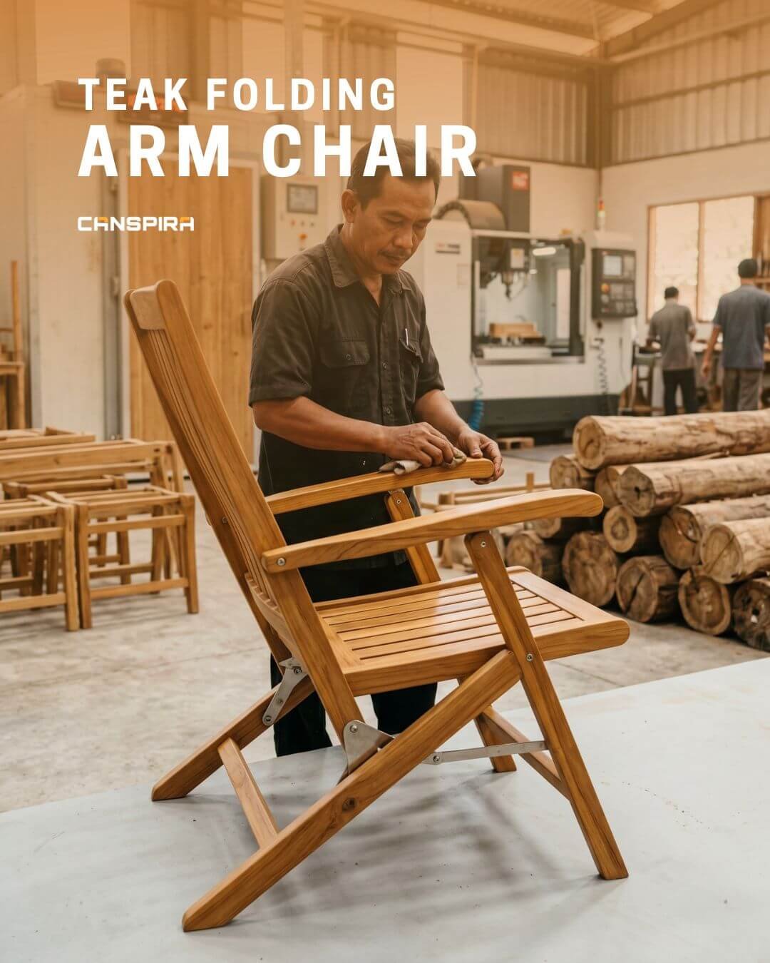 teak folding arm chair
