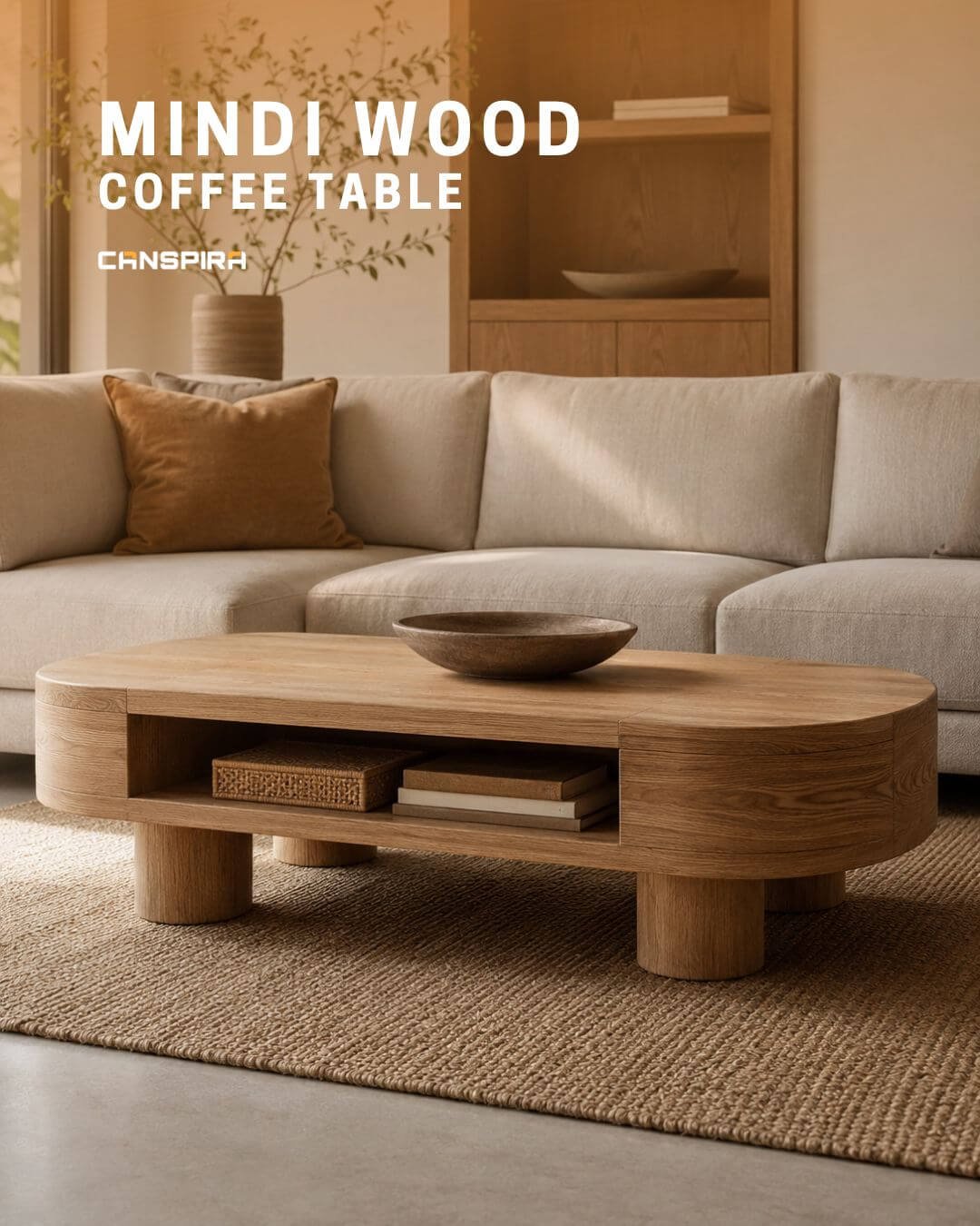 mindi wood coffee table