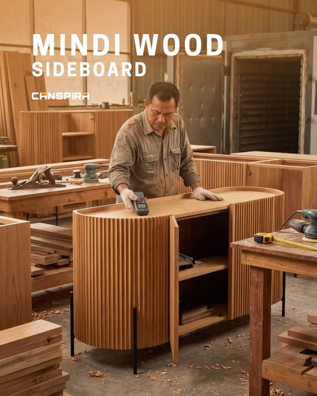 mindi wood sideboard