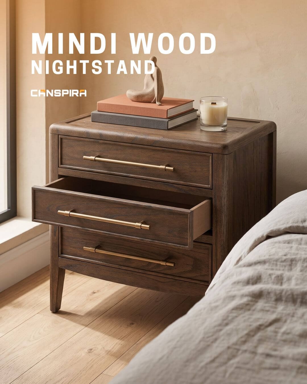 mindi wood nightstand
