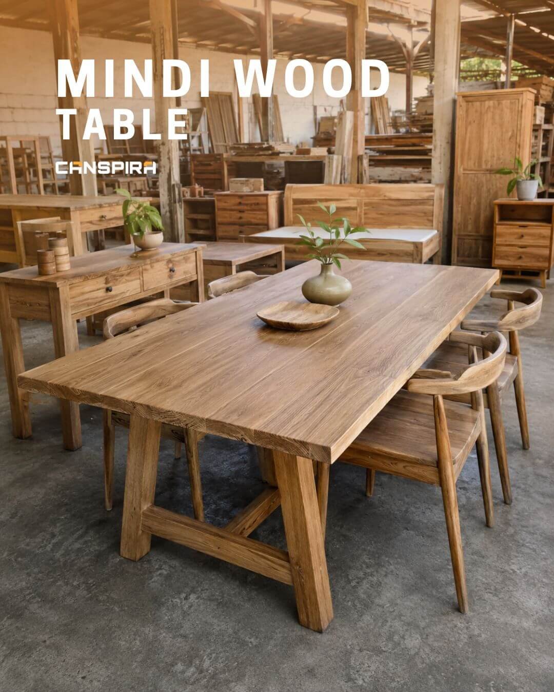 mindi wood table