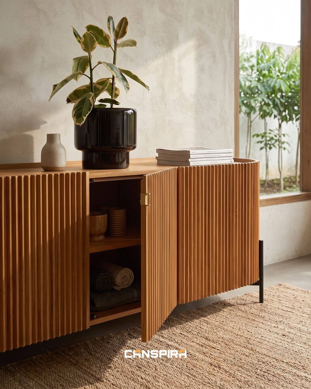 lou mindi wood sideboard